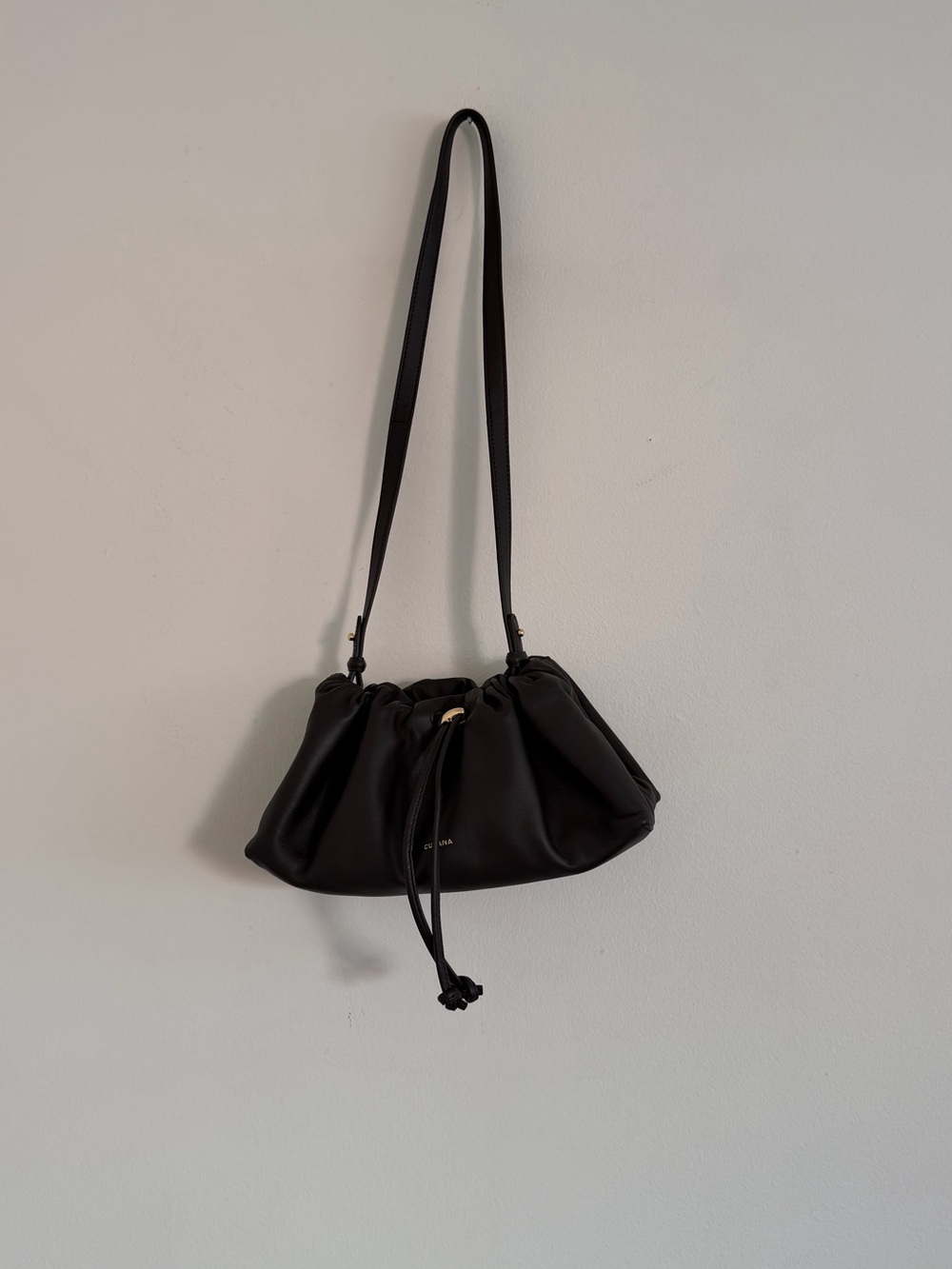 Cuyana Drawstring Brown Leather Bag - mini dia bag - Picture 2 of 15